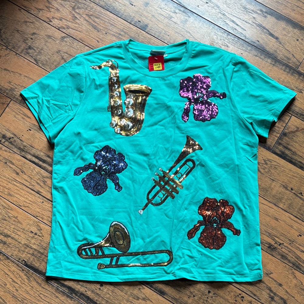 Lego Teal T-Shirt with Musical Instruments